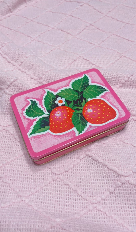 Vintage 1970’s Strawberry Tin with small soaps - made in Hong Kong - collectible