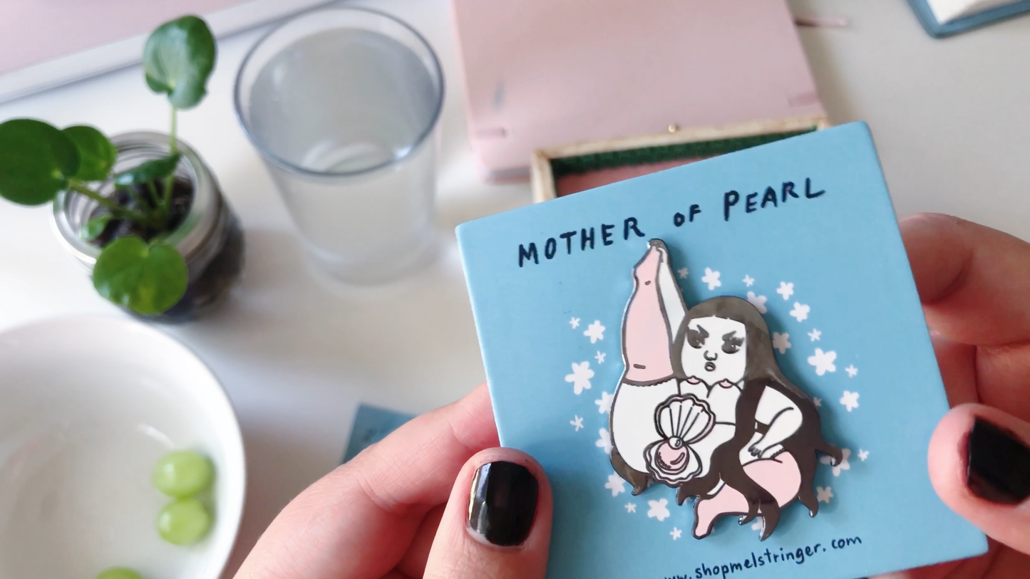 Mother of Pearl - 2 inch hard enamel pin