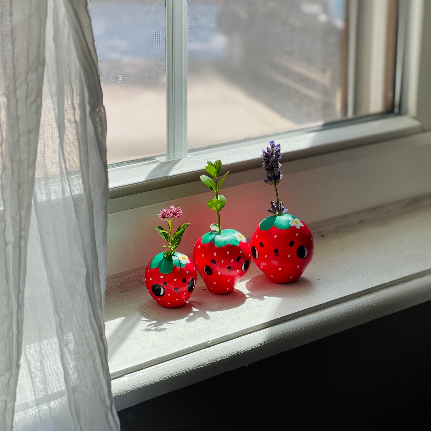 “Frezy” - Angry Strawberry Pup - Mini Vase - 1.5” - (sku/plu 007)