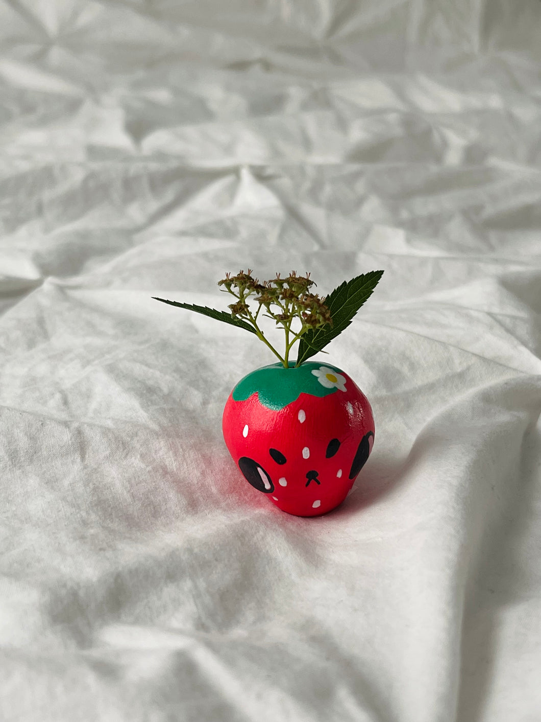 “Straub” - Angry Strawberry Pup - Mini Vase - 3.5 - (sku/plu 6)