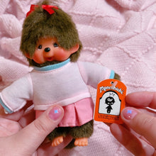Load image into Gallery viewer, 7” tall Monchhichi girl doll toy with cute outfit
