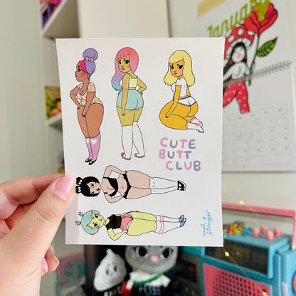 Cute Butt Club vinyl sticker sheet - 4.5x5.5”