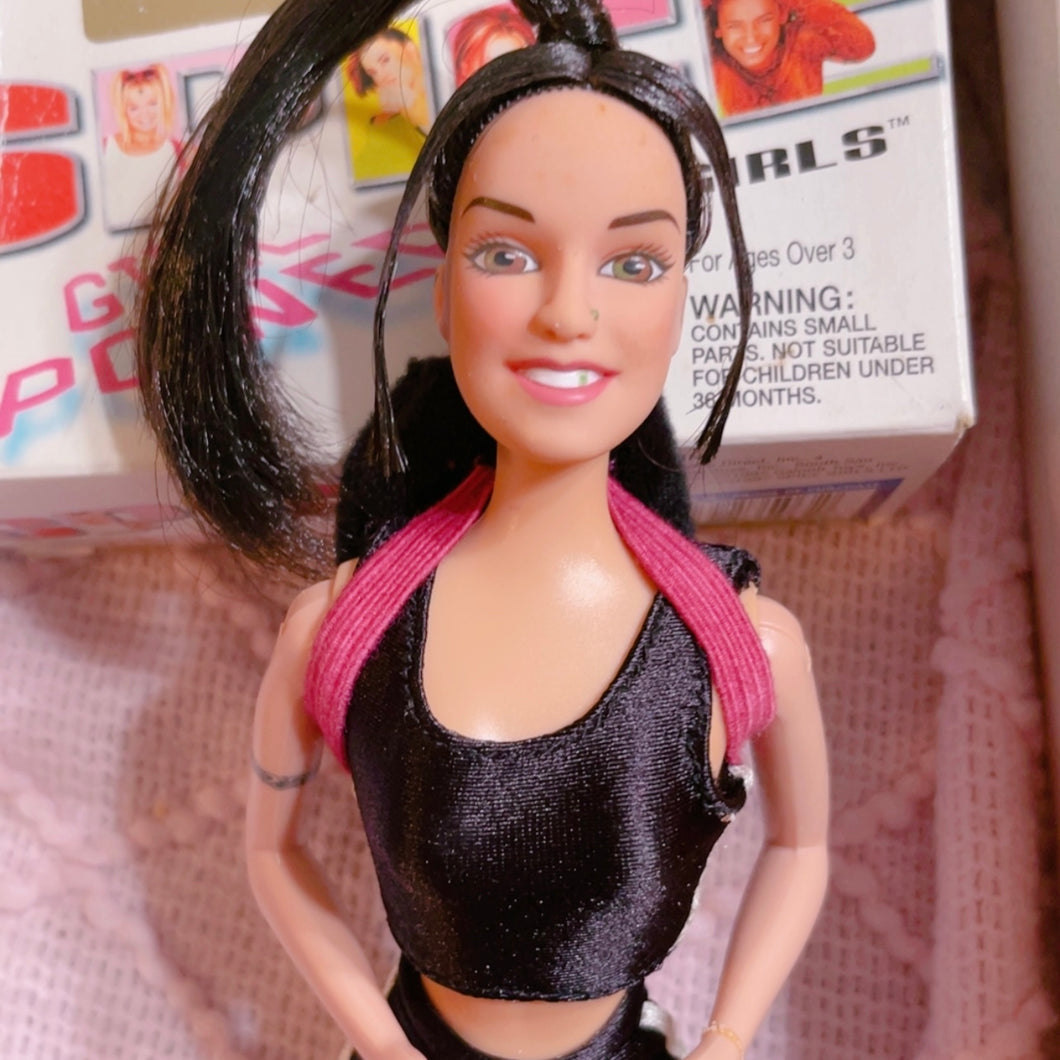 Sporty Spice doll toy - box has been opened before / box very damaged but doll is in great condition - 1997 - 13” long box (comes w accessories)