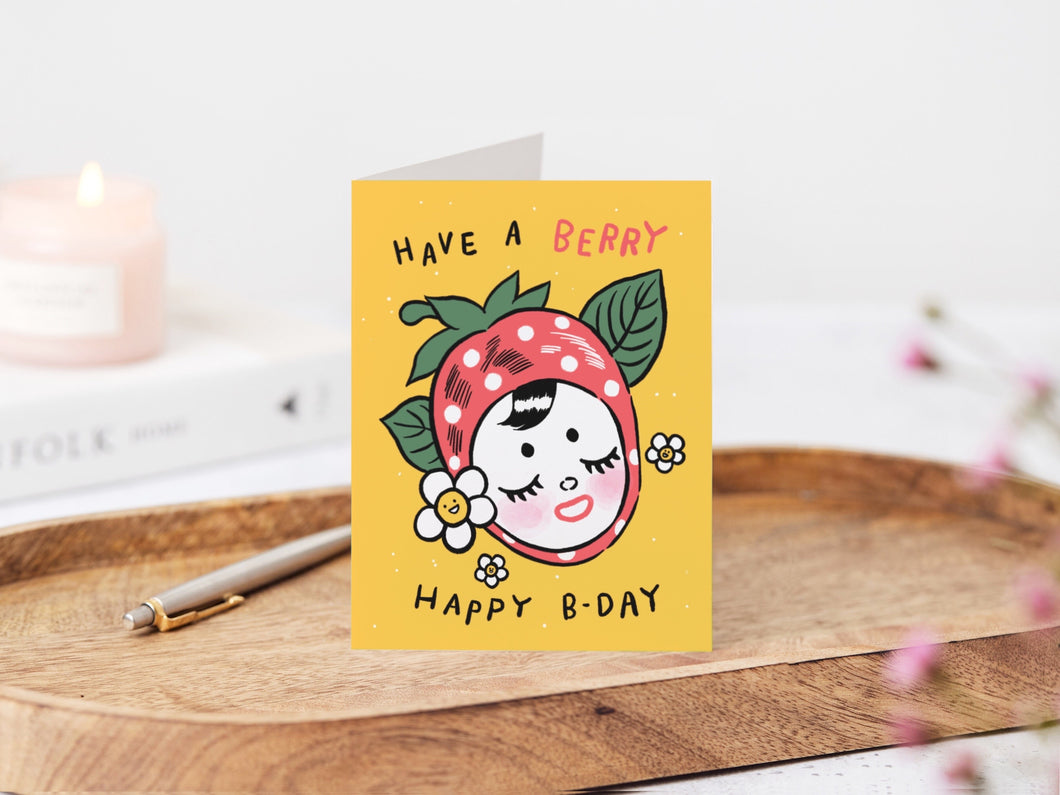 Have a berry happy b-day - Birthday Greeting Card Stationery - 4.25 x 5.5”