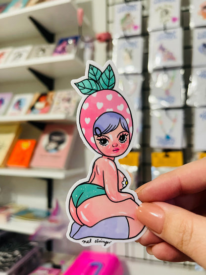 Strawberry Peach 4” vinyl sticker
