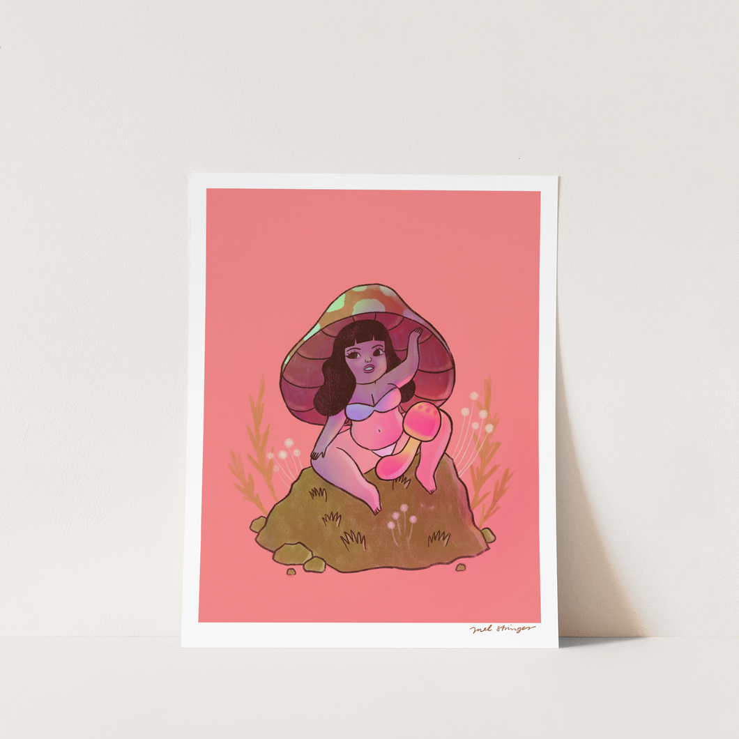 Sunset Mushroom Girl - letter size print
