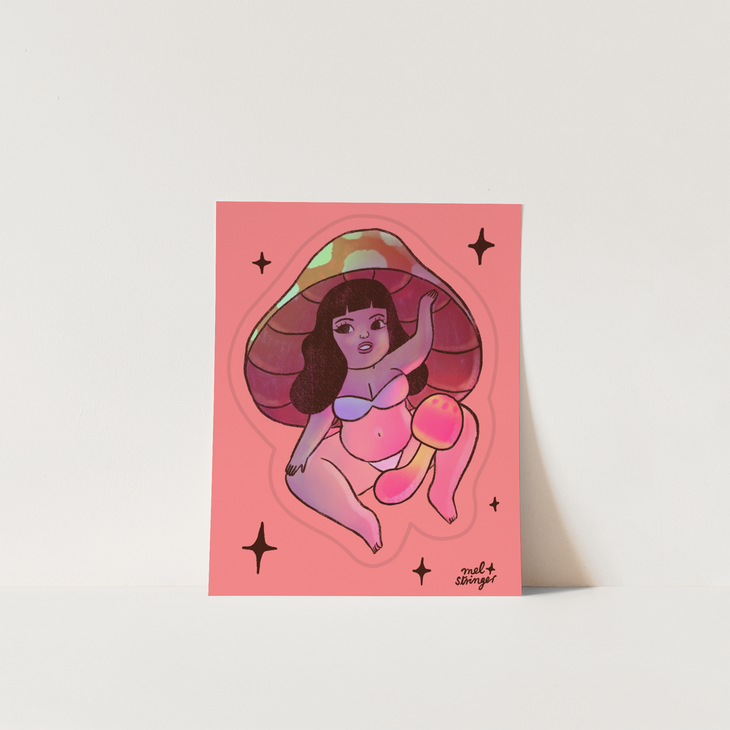 Sunset Mushroom Girl - vinyl sticker sheet