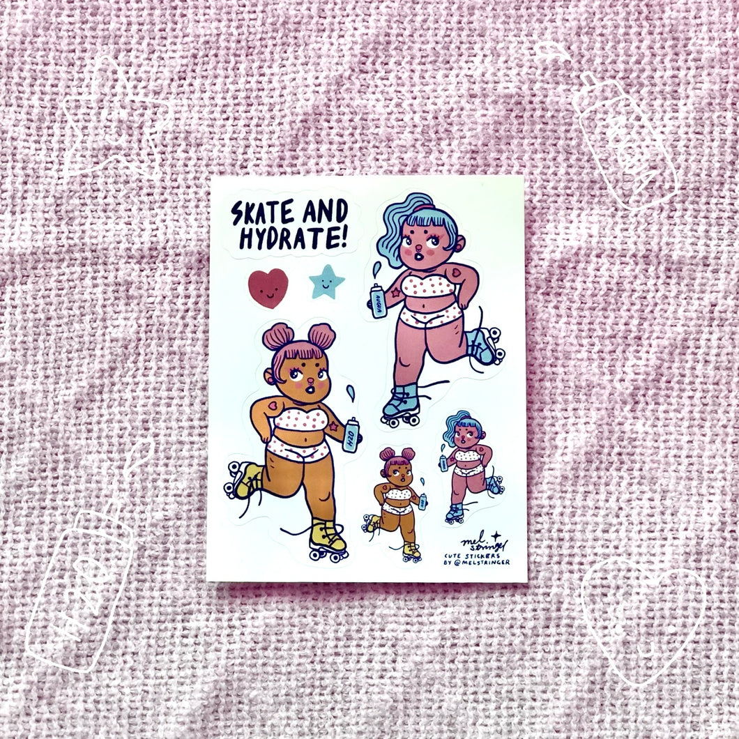 Skate and Hydrate! - sticker sheet